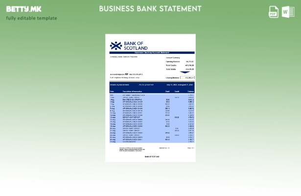 Модерен стил на Банката на Шкотска за корпоративна проверка на сметката Шаблон W